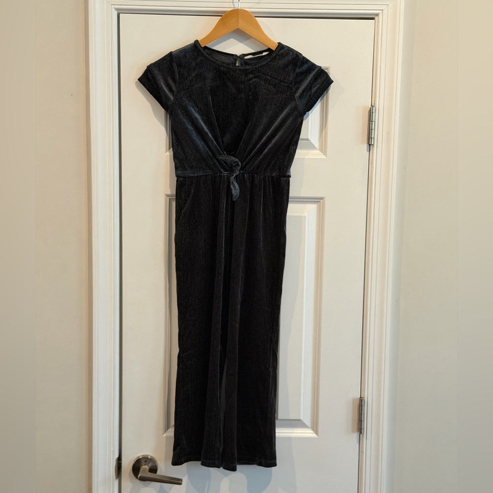 Mango Dark Green Velvet Jumpsuit